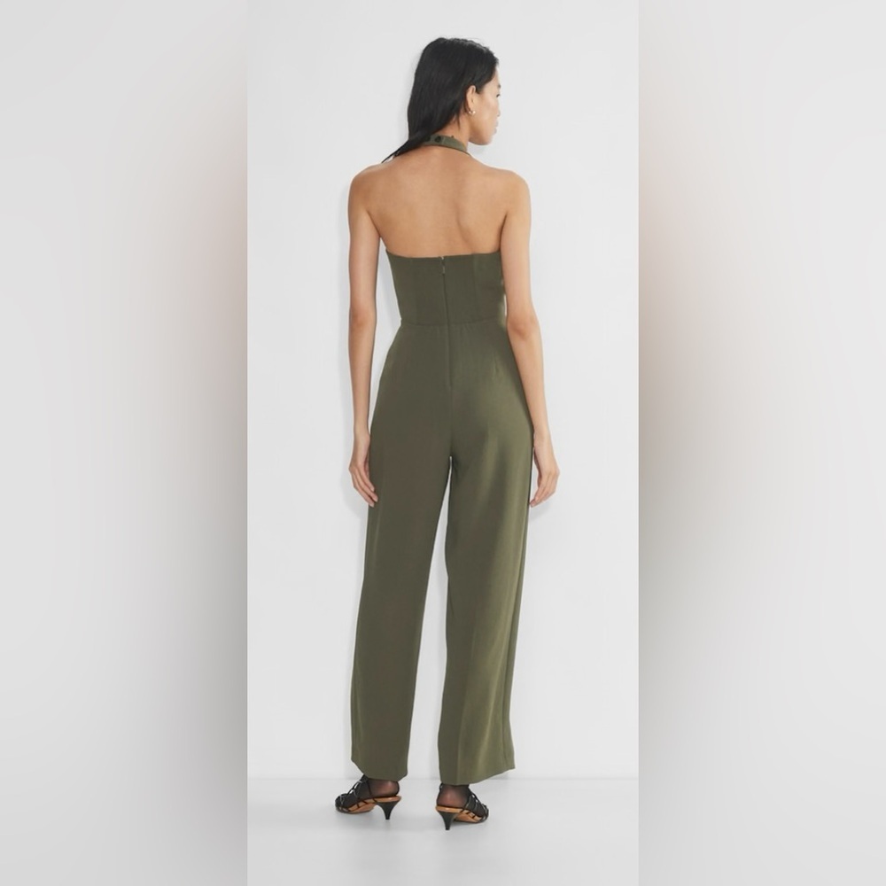 Aritzia Wilfred Upscale Olive Green Halter Jumpsuit - Picture 4 of 11